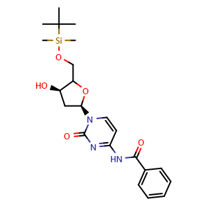 Chemical structure of 5-O-TBDMS-N4-Benzoyl-2-deoxycytidine , CAS 51549-36-1, AChemBlock AD244060