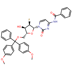 Chemical structure of 5'-O-DMT-N4-Bz-2'-F-dC , CAS 146954-77-0, AChemBlock AD244065