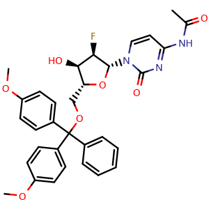 Chemical structure of 5'-O-DMT-N4-Ac-2'-F-dC , CAS 159414-98-9, AChemBlock AD244072