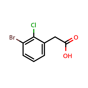 Chemical structure of 2-(3-bromo-2-chlorophenyl)acetic acid , CAS 1261438-67-8, AChemBlock AD244097