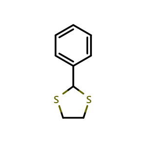 Chemical structure of 2-Phenyl-1,3-dithiolane , CAS 5616-55-7, AChemBlock AD244129
