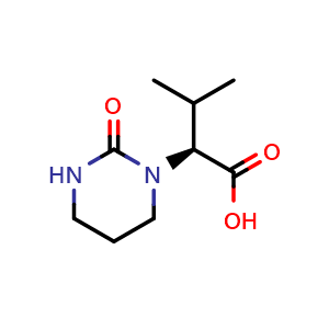 Chemical structure of (S)-3-Methyl-2-(2-oxotetrahydropyrimidin-1(2H)-yl)butanoic acid , CAS 192725-50-1, AChemBlock AD244188