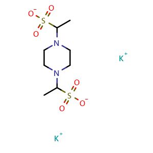 Chemical structure of Piperazine-N,N'-bis-(2-ethanesulphonic acid) dipotassium salt , CAS 108321-27-3, AChemBlock AD244211