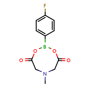 Chemical structure of 2-(4-Fluorophenyl)-6-methyl-1,3,6,2-dioxazaborocane-4,8-dione , CAS 1257641-06-7, AChemBlock AD244257