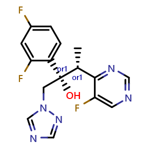 Chemical structure of (2S,3R)-rel-2-(2,4-Difluorophenyl)-3-(5-fluoropyrimidin-4-yl)-1-(1H-1,2,4-triazol-1-yl)butan-2-ol , CAS 188416-29-7, AChemBlock AD244259
