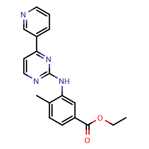 Chemical structure of 4-Methyl-3-[[4-(3-pyridinyl)-2-pyrimidinyl]amino]benzoic acid ethyl ester , CAS 641569-97-3, AChemBlock AD244304