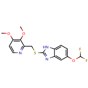 Chemical structure of 5-(Difluoromethoxy)-2-(((3,4-dimethoxypyridin-2-yl)methyl)thio)-1H-benzo[d]imidazole , CAS 102625-64-9, AChemBlock AD244316