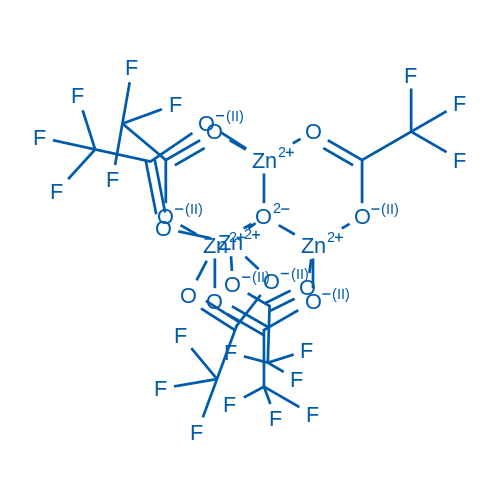 Chemical structure of μ4-Oxohexakis[μ-(2,2,2-trifluoroacetato-κO:κO')]tetraZinc , CAS 906672-87-5, AChemBlock AD244379