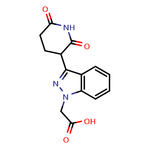 Chemical structure of 3-(2,6-Dioxo-3-piperidinyl)-1H-indazole-1-acetic acid , CAS 2858741-68-9, AChemBlock AD244444