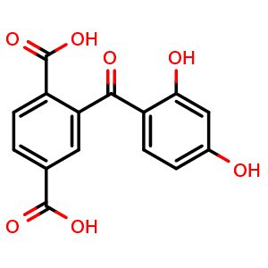 Chemical structure of 2-(2,4-dihydroxybenzoyl)terephthalic acid , CAS 1819991-87-1, AChemBlock AD244447