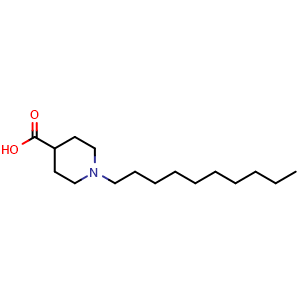 Chemical structure of 1-Decylpiperidine-4-carboxylic acid , CAS 121260-10-4, AChemBlock AD244448