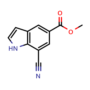 Chemical structure of Methyl 7-cyano-1H-indole-5-carboxylate , CAS 140639-77-6, AChemBlock AD244477