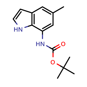 Chemical structure of 7-(tert-butoxycarbonylaMino)-5-methyl-1H-indole , CAS 3049389-32-1, AChemBlock AD244478