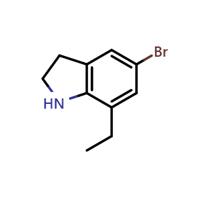 Chemical structure of 5-Bromo-7-ethyl-1H-indoline , CAS 1511739-34-6, AChemBlock AD244488