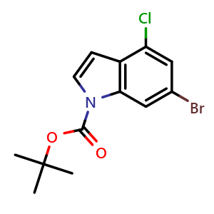 Chemical structure of N-Boc 6-bromo-4-chloro-indole , CAS 2168508-45-8, AChemBlock AD244490