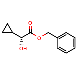 Chemical structure of Benzyl (2R)-2-cyclopropyl-2-hydroxy-acetate , CAS 2414393-47-6, AChemBlock AD244507