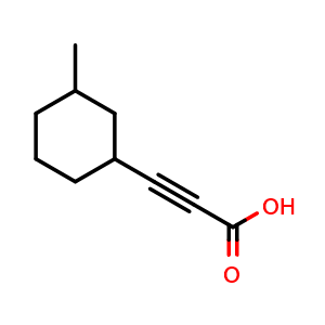 Chemical structure of 3-(3-Methylcyclohexyl)prop-2-ynoic acid , CAS 1850934-86-9, AChemBlock AD244515