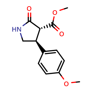 Chemical structure of Methyl (3R,4S)-4-(4-methoxyphenyl)-2-oxo-pyrrolidine-3-carboxylate , CAS 1784747-51-8, AChemBlock AD244538