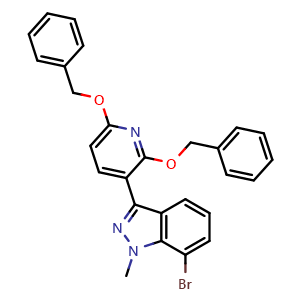 Chemical structure of 7-Bromo-3-(2,6-dibenzyloxy-3-pyridyl)-1-methyl-indazole , CAS 2757023-59-7, AChemBlock AD244541