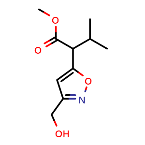 Chemical structure of Methyl 2-[3-(hydroxymethyl)isoxazol-5-yl]-3-methyl-butanoate , CAS 3009038-30-3, AChemBlock AD244549