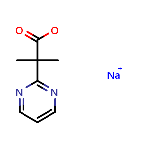 Chemical structure of 2-Methyl-2-pyrimidin-2-yl-propanoic acid sodium salt , CAS 2955550-99-7, AChemBlock AD244555