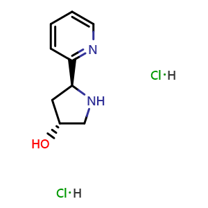 Chemical structure of (3R,5S)-5-(2-pyridyl)pyrrolidin-3-ol dihydrochloride , CAS 2940870-70-0, AChemBlock AD244556