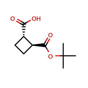 Chemical structure of (1S,2S)-2-tert-Butoxycarbonylcyclobutanecarboxylic acid , CAS 2969617-82-9, AChemBlock AD244566