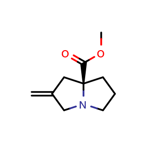 Chemical structure of Methyl (8S)-6-methylene-2,3,5,7-tetrahydro-1H-pyrrolizine-8-carboxylate , AChemBlock AD244573