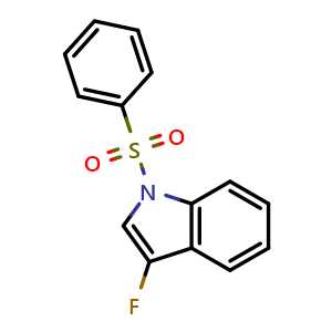 Chemical structure of 1-(Benzenesulfonyl)-3-fluoro-1H-indole , CAS 1805783-78-1, AChemBlock AD244582