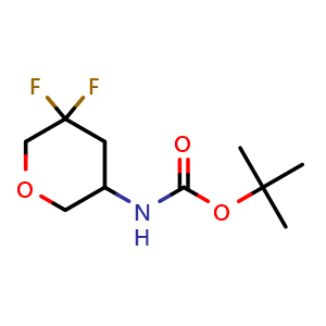 Chemical structure of tert-Butyl N-(5,5-difluorooxan-3-yl)carbamate , CAS 2913413-62-2, AChemBlock AD244583