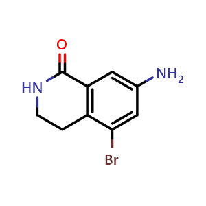 Chemical structure of 7-Amino-5-bromo-3,4-dihydro-2H-isoquinolin-1-one , CAS 2603581-40-2, AChemBlock AD244606