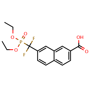 Chemical structure of 7-[Diethoxyphosphoryl(difluoro)methyl]naphthalene-2-carboxylic acid , CAS 2497586-47-5, AChemBlock AD244610