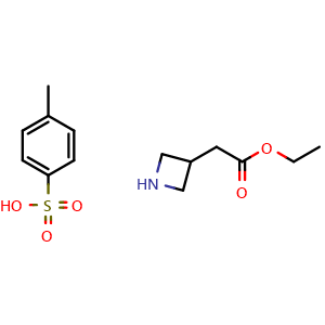 Chemical structure of Ethyl 2-(azetidin-3-yl)acetate;4-methylbenzenesulfonic acid , CAS 2757551-61-2, AChemBlock AD244615
