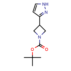 Chemical structure of tert-Butyl 3-(1H-pyrazol-3-yl)azetidine-1-carboxylate , CAS 2169268-43-1, AChemBlock AD244616