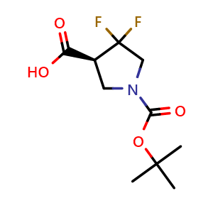 Chemical structure of (3S)-1-tert-butoxycarbonyl-4,4-difluoro-pyrrolidine-3-carboxylic acid , CAS 2197504-50-8, AChemBlock AD244619