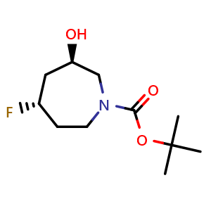 Chemical structure of tert-Butyl (3R,5S)-5-fluoro-3-hydroxy-azepane-1-carboxylate , CAS 2940858-09-1, AChemBlock AD244636