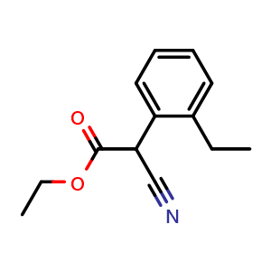 Chemical structure of Ethyl 2-cyano-2-(2-ethylphenyl)acetate , CAS 600716-78-7, AChemBlock AD244669