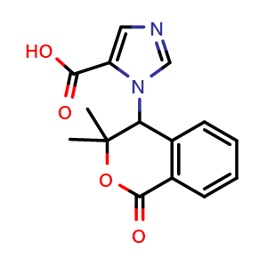 Chemical structure of 1-(3,3-Dimethyl-1-oxoisochroman-4-yl)-1H-imidazole-5-carboxylic acid , CAS 952494-04-1, AChemBlock AD244683