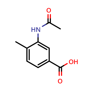 Chemical structure of 3-Acetamido-4-methylbenzoic acid , CAS 6946-14-1, AChemBlock AD244695