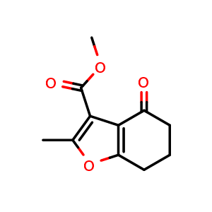 Chemical structure of Methyl 2-methyl-4-oxo-4,5,6,7-tetrahydrobenzofuran-3-carboxylate , CAS 91143-41-8, AChemBlock AD244701