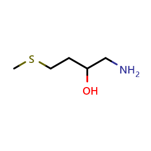 Chemical structure of 1-Amino-4-(methylsulfanyl)butan-2-ol , CAS 1341098-72-3, AChemBlock AD244703