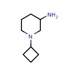 Chemical structure of 1-Cyclobutylpiperidin-3-amine , CAS 1342397-12-9, AChemBlock AD244705