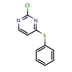 Chemical structure of 2-Chloro-4-(phenylsulfanyl)pyrimidine , CAS 191729-21-2, AChemBlock AD244719