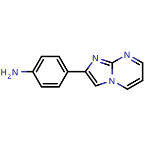Chemical structure of 4-(Imidazo[1,2-a]pyrimidin-2-yl)aniline , CAS 58609-93-1, AChemBlock AD244734
