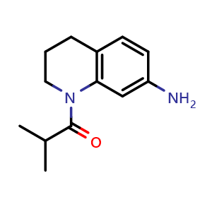 Chemical structure of 1-Isobutyryl-1,2,3,4-tetrahydroquinolin-7-amine , CAS 1018287-36-9, AChemBlock AD244751