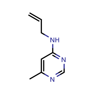 Chemical structure of 6-methyl-N-(prop-2-en-1-yl)pyrimidin-4-amine , CAS 1247754-38-6, AChemBlock AD244752