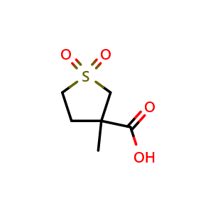 Chemical structure of 3-Methyltetrahydrothiophene-3-carboxylic acid 1,1-dioxide , CAS 1546875-04-0, AChemBlock AD244757