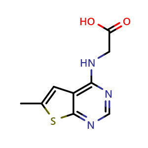 Chemical structure of N-(6-Methylthieno[2,3-d]pyrimidin-4-yl)glycine , CAS 890014-18-3, AChemBlock AD244758