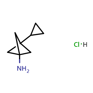 Chemical structure of 3-cyclopropylbicyclo[1.1.1]pentan-1-amine hydrochloride , CAS 2763756-42-7, AChemBlock AD244764
