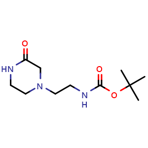 Chemical structure of tert-Butyl (2-(3-oxopiperazin-1-yl)ethyl)carbamate , CAS 903587-80-4, AChemBlock AD244765